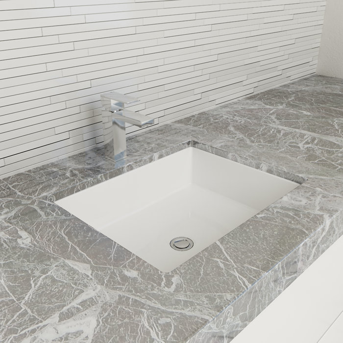 Cantrio Koncepts 15.625'' White Rectangular Undermount Bathroom Sink